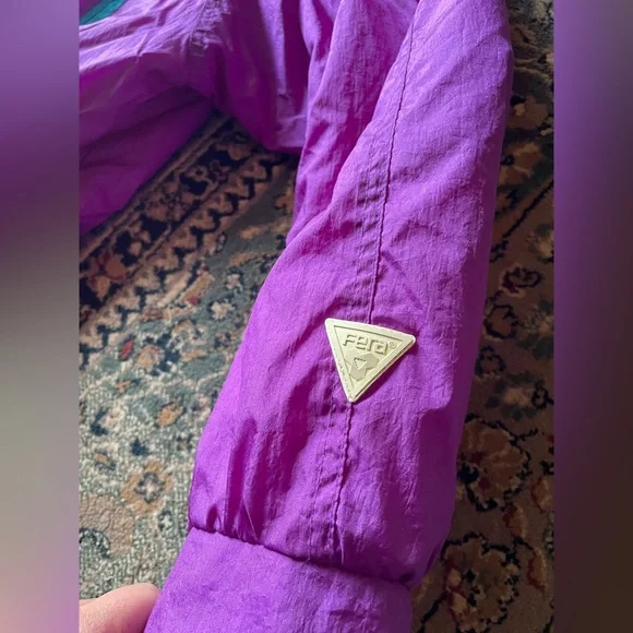 Vintage 80s One Piece Ski Snowboarding Suit Purple Turquoise Size 16 by Fera - Picture 8 of 17